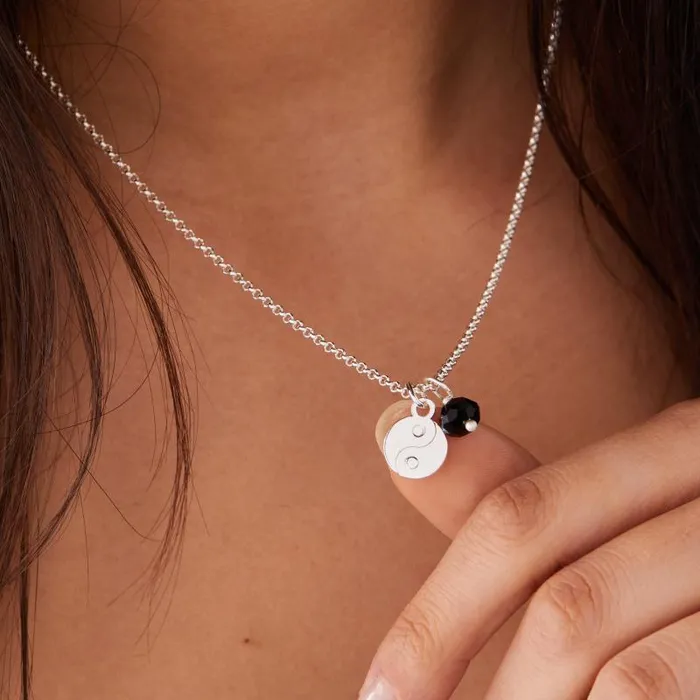 Necklaces Women Alex And Ani Yin Yang Duo Charm Necklace Adjustable Shiny Silver