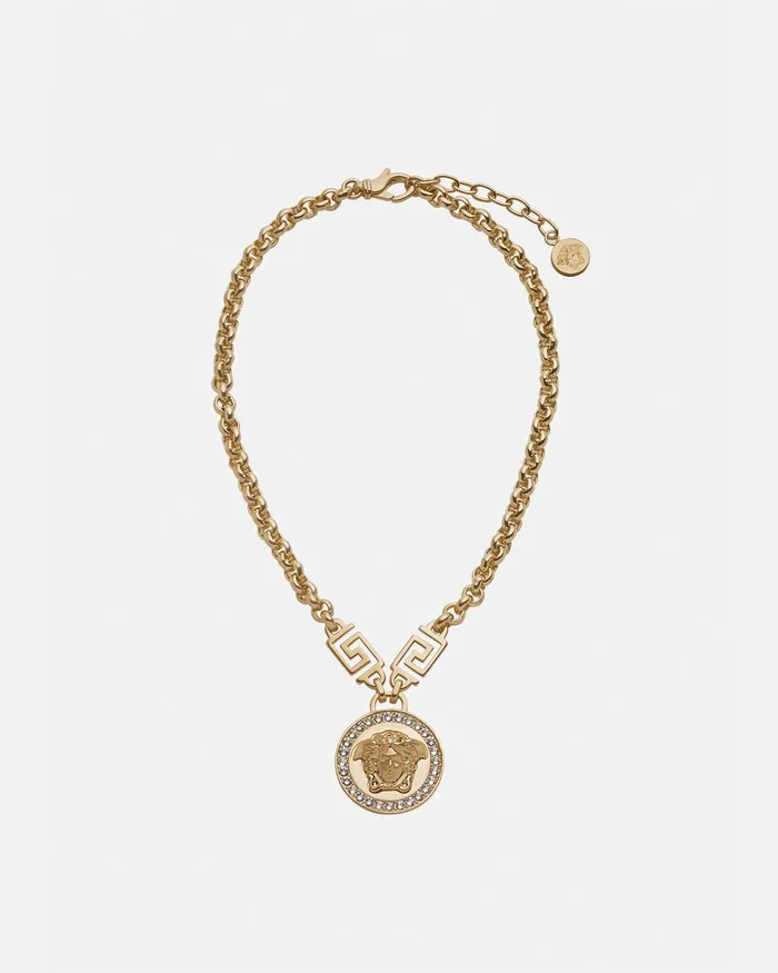 Necklaces WomenMen Versace Crystal La Medusa Greca Necklace Gold