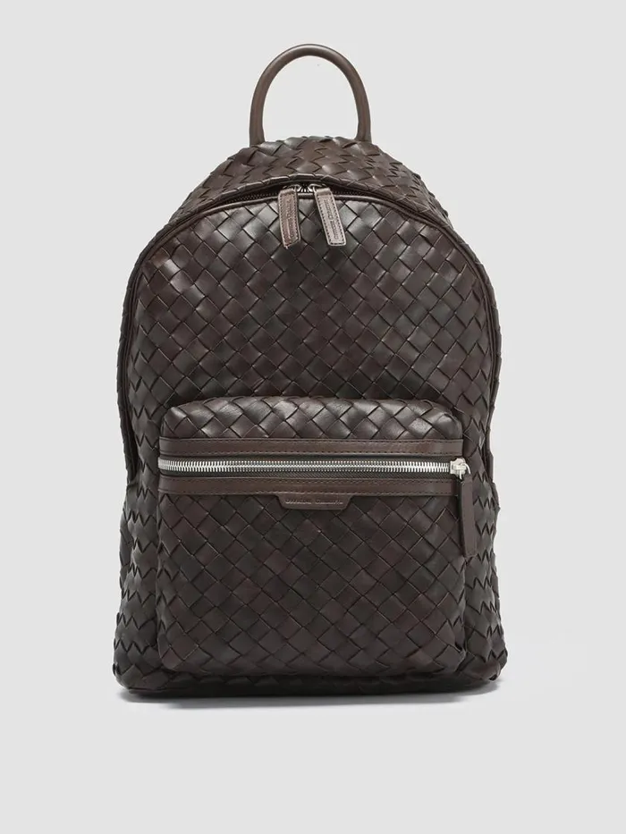 Officine Creative Backpacks ARMOR 04 Coffee Brown Leather Backpack 8211 WomenMen