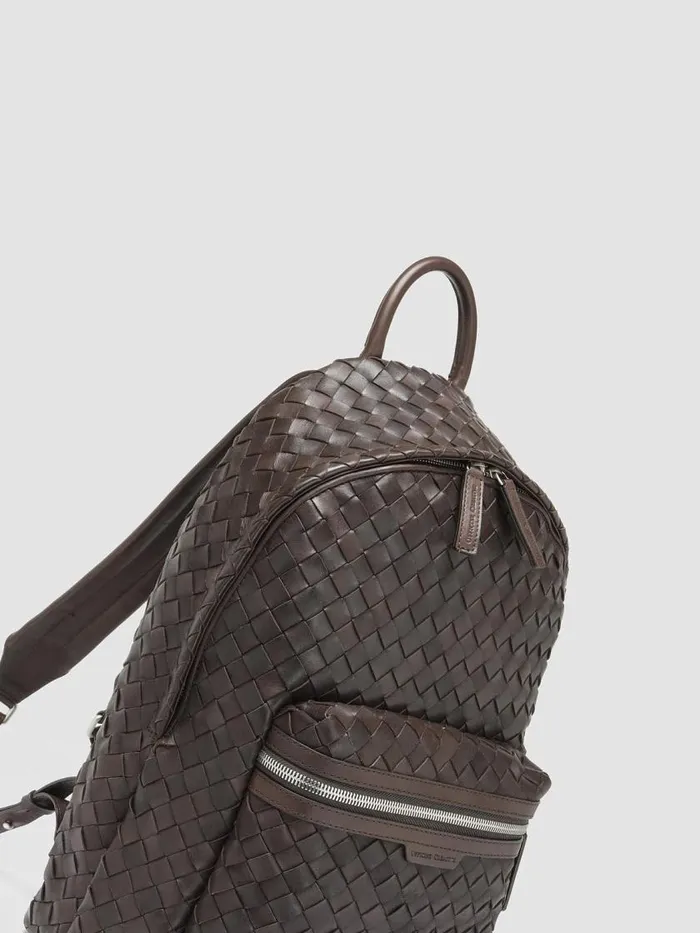 Officine Creative Backpacks ARMOR 04 Coffee Brown Leather Backpack 8211 WomenMen Officine Creative Backpacks ARMOR 04 Coffee Brown Leather Backpack 8211 WomenMen