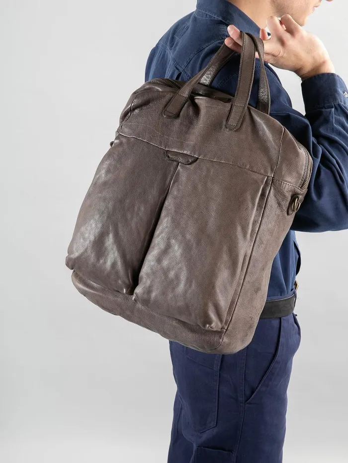 Officine Creative Bags HELMET 041 Cigar Brown Leather Tote Bag 8211 Men