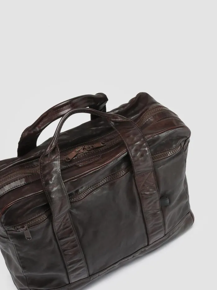 Officine Creative Bags RECRUIT 008 Otto Brown Leather Tote Bag 8211 Men