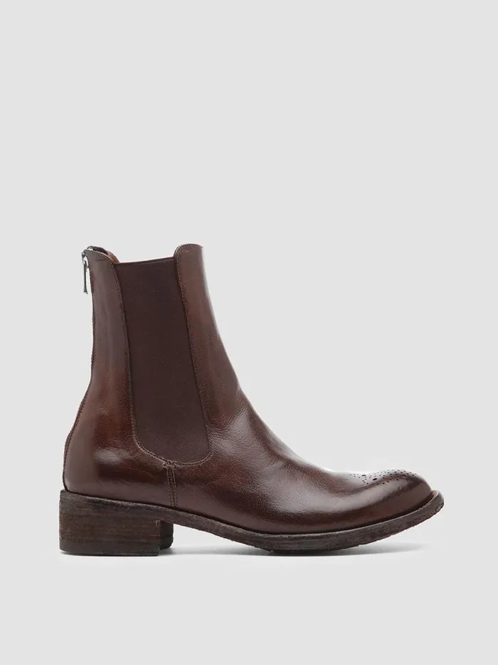 Officine Creative Boots and Booties LISON 016 Cigar Brown Zipped Leather Ankle Boots 8211 Women Officine Creative Boots and Booties LISON 016 Cigar Brown Zipped Leather Ankle Boots 8211 Women