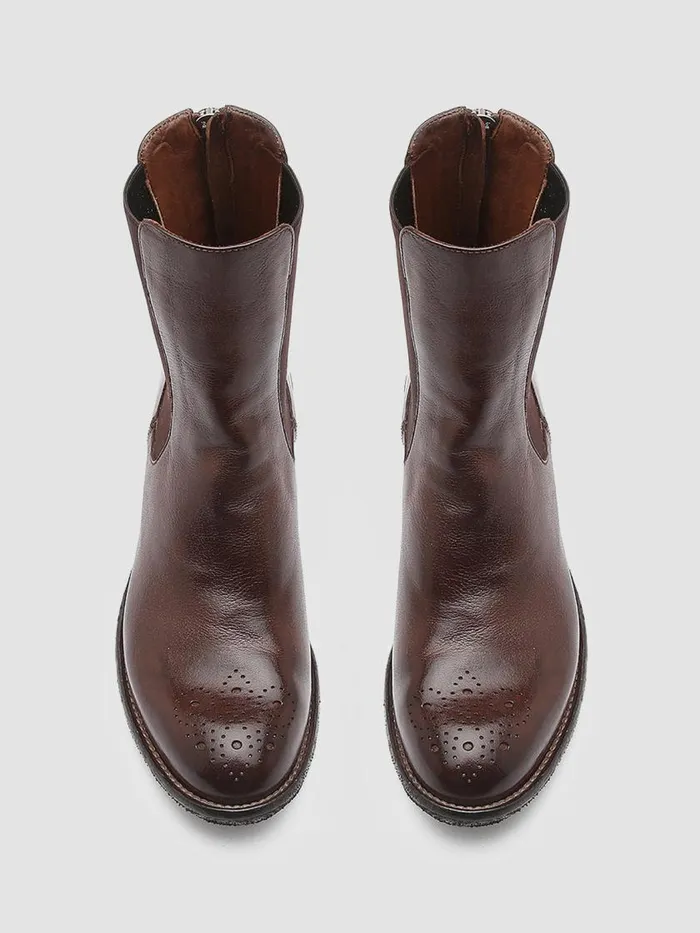 Officine Creative Boots and Booties LISON 016 Cigar Brown Zipped Leather Ankle Boots 8211 Women Officine Creative Boots and Booties LISON 016 Cigar Brown Zipped Leather Ankle Boots 8211 Women
