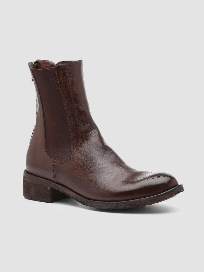 Officine Creative Boots and Booties LISON 016 Cigar Brown Zipped Leather Ankle Boots 8211 Women Officine Creative Boots and Booties LISON 016 Cigar Brown Zipped Leather Ankle Boots 8211 Women