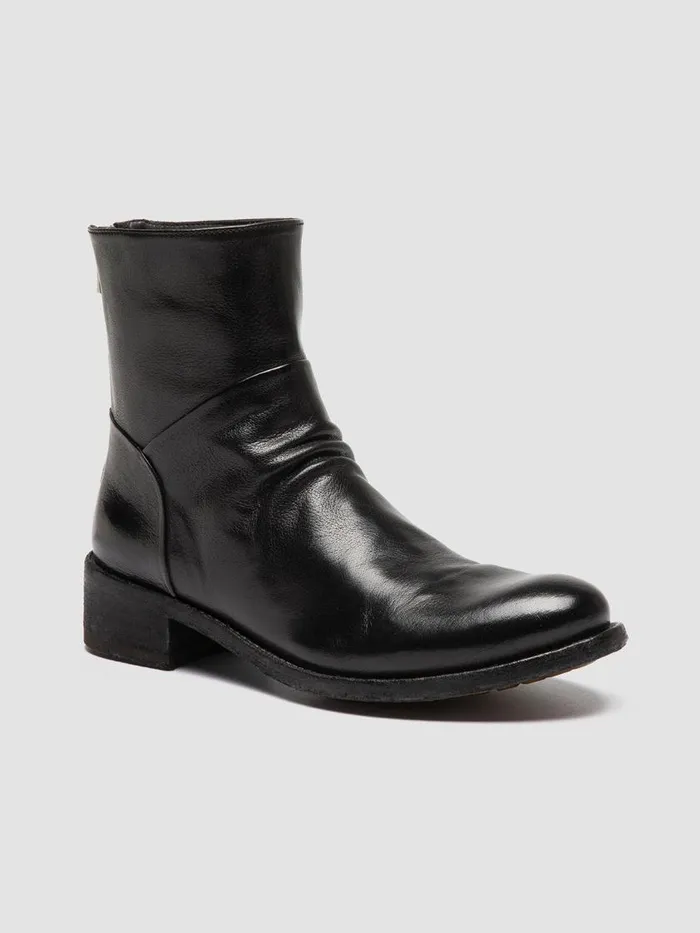 Officine Creative Boots and Booties LISON 047 Nero Black Leather Zip Boots 8211 Women