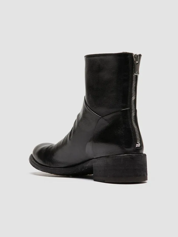 Officine Creative Boots and Booties LISON 047 Nero Black Leather Zip Boots 8211 Women