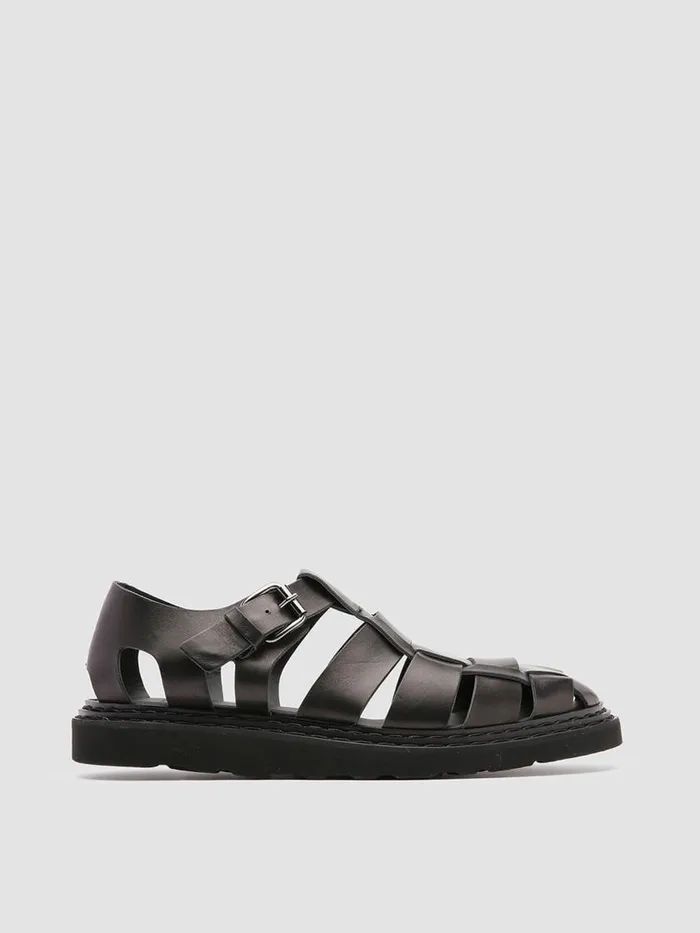Officine Creative Sandals LYNDON 002 Nero Black Leather Sandals 8211 Men
