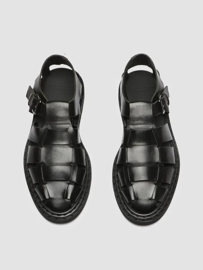 Officine Creative Sandals LYNDON 002 Nero Black Leather Sandals 8211 Men