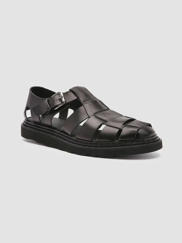 Officine Creative Sandals LYNDON 002 Nero Black Leather Sandals 8211 Men