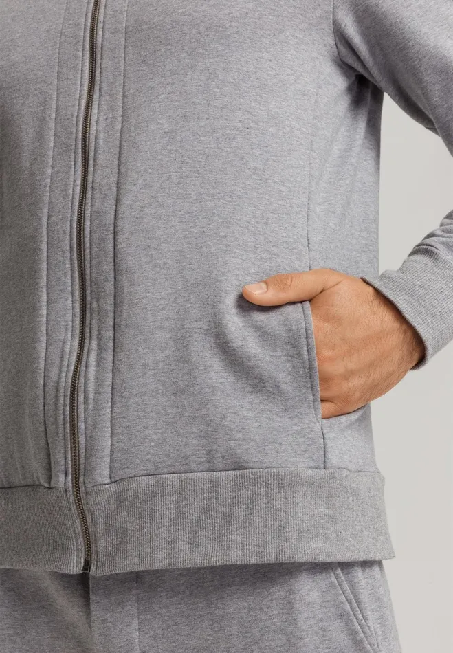 Organic Cotton ZipUp Jacket Grey Melange Men HANRO Tops and Tees