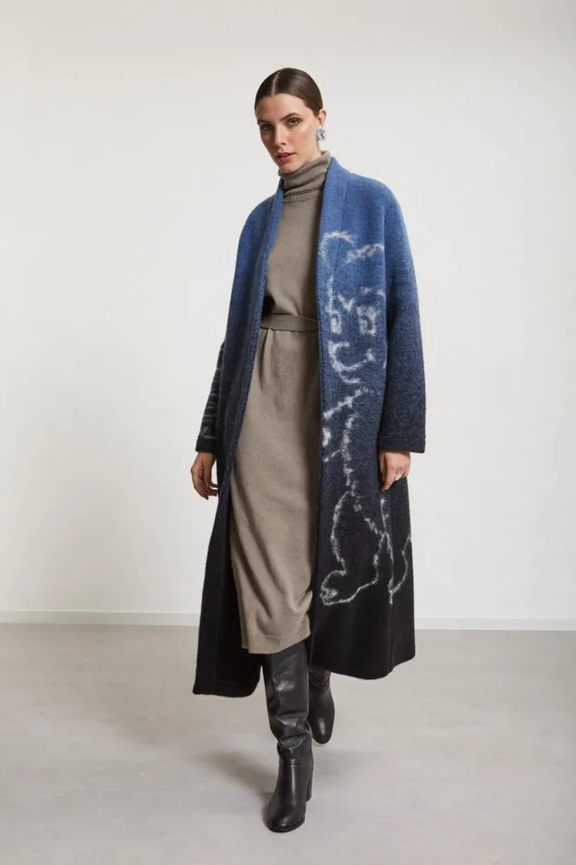 Ottod039Ame Cashmere Blend Long Dress With Sash Women Knitwear