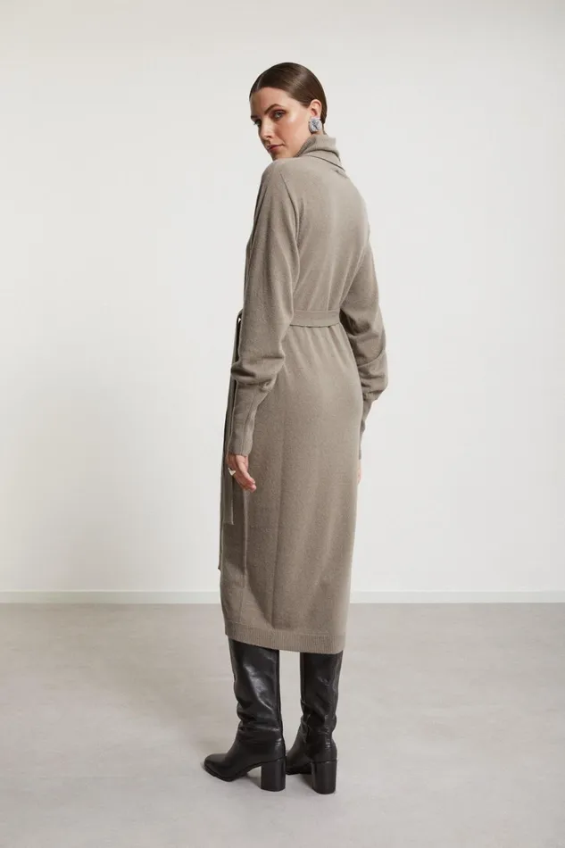 Ottod039Ame Cashmere Blend Long Dress With Sash Women Knitwear