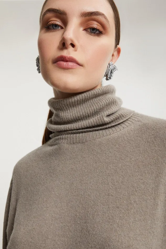 Ottod039Ame Cashmere Blend Long Dress With Sash Women Knitwear