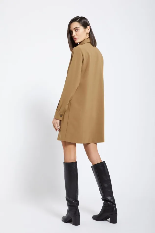 Ottod039Ame Solid Short Dress With Collar Women Dresses