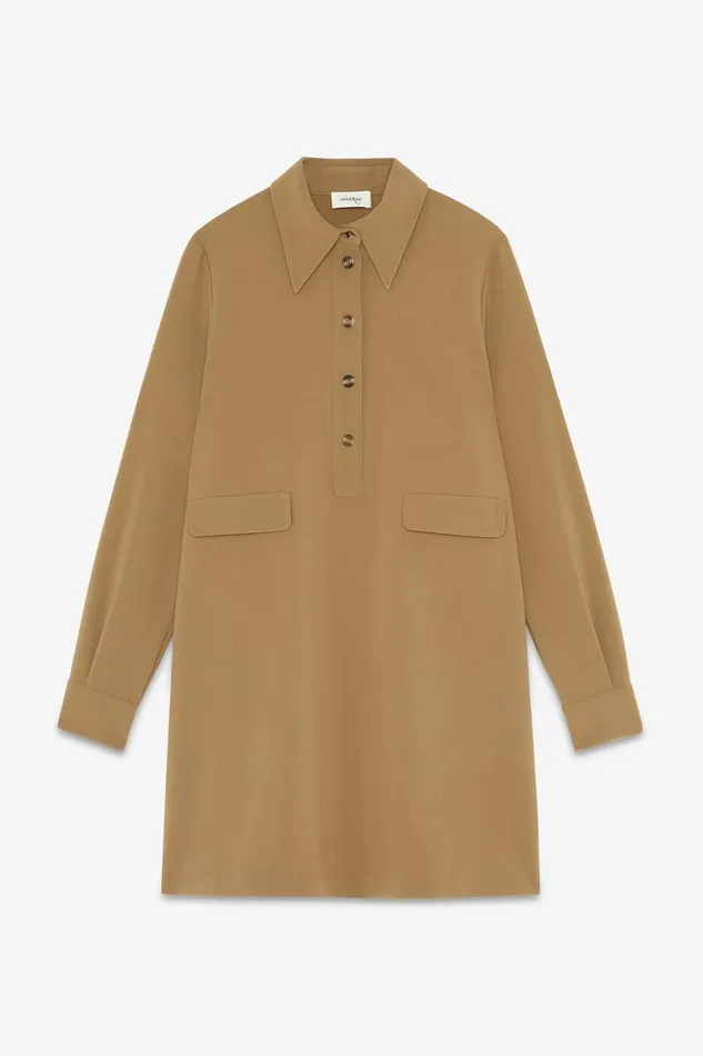 Ottod039Ame Solid Short Dress With Collar Women Dresses