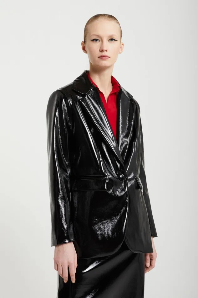 Ottod039Ame Vinyl Jacket Women Blazers and Jackets