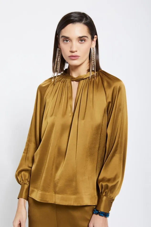 Ottod039Ame Viscose Blouse With Knot Women Shirts and Blouses