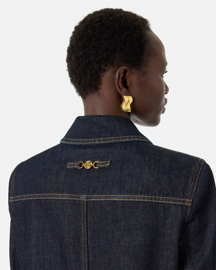 Outerwear and Coats Women Versace Denim Long Coat Blue
