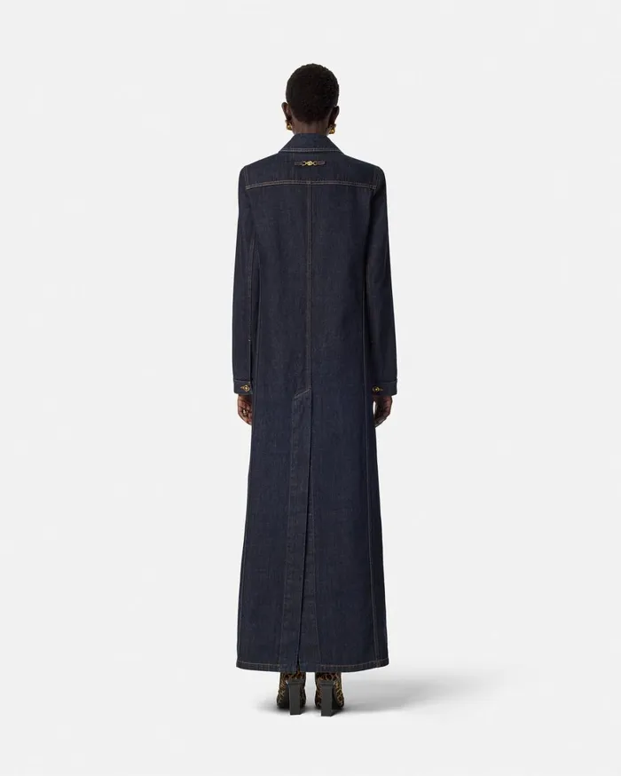 Outerwear and Coats Women Versace Denim Long Coat Blue