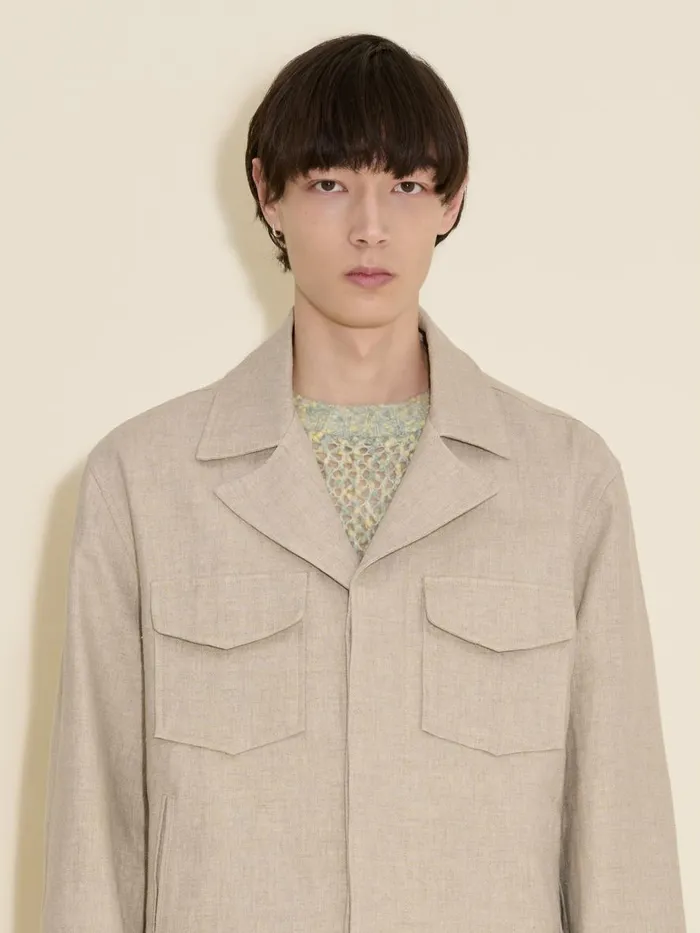 Outerwear Men Holzweiler Sivert Linen Mix Jacket Sand
