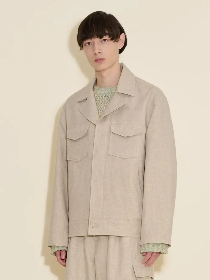 Outerwear Men Holzweiler Sivert Linen Mix Jacket Sand