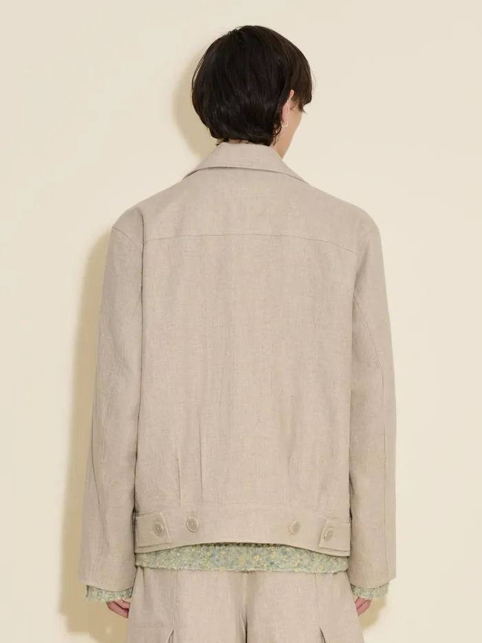 Outerwear Men Holzweiler Sivert Linen Mix Jacket Sand