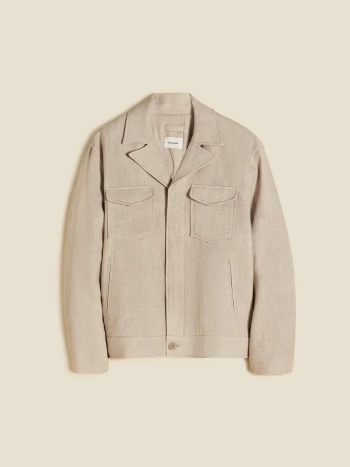 Outerwear Men Holzweiler Sivert Linen Mix Jacket Sand