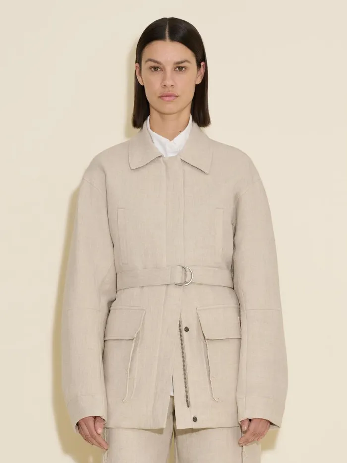 Outerwear Women Holzweiler Gorti Linen Jacket Sand