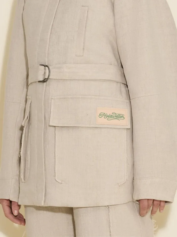 Outerwear Women Holzweiler Gorti Linen Jacket Sand
