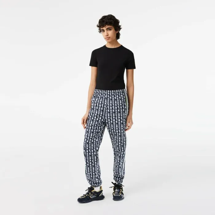 Pants and Leggings Women Lacoste Womens Logo Print Joggers Black Blue White Zi8 Pants and Leggings Women Lacoste Womens Logo Print Joggers Black Blue White Zi8