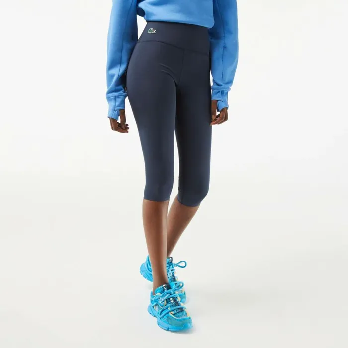 Pants and Leggings Women Lacoste Womens SPORT Crop UltraDry Leggings Blue Kxe