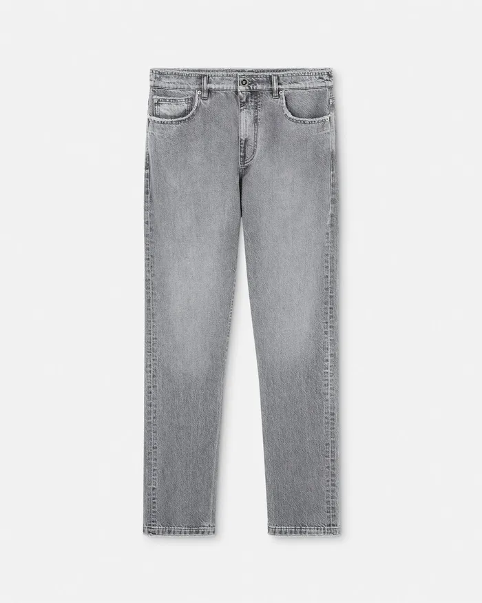 Pants and Shorts Men Versace Frayed RegularFit Jeans Gray