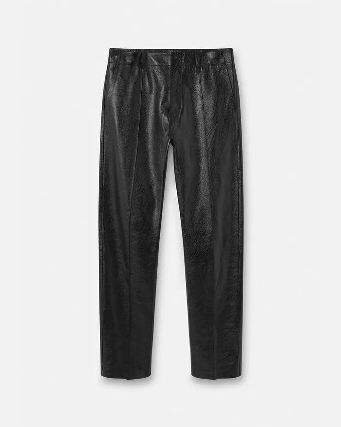 Pants and Shorts Men Versace Leather Trousers Black