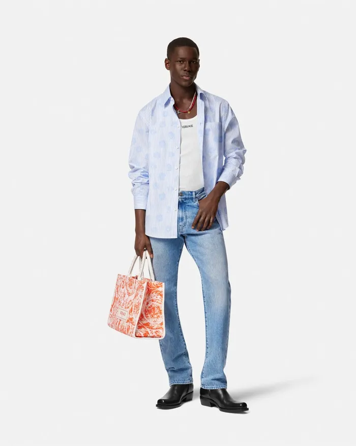 Pants and Shorts Men Versace RegularFit Jeans Blue