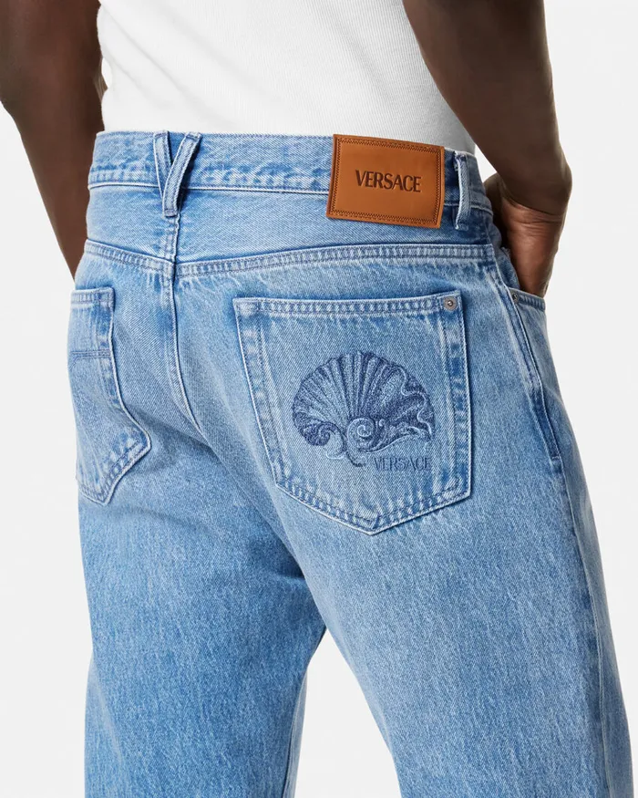 Pants and Shorts Men Versace RegularFit Jeans Blue