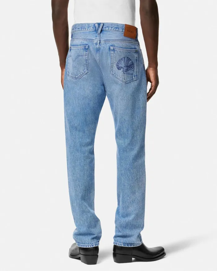 Pants and Shorts Men Versace RegularFit Jeans Blue