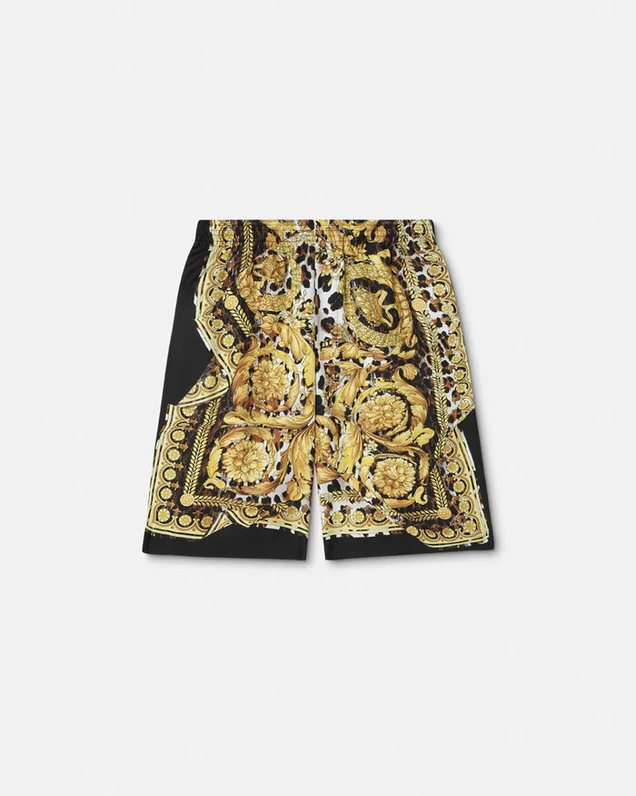 Pants and Shorts Men Versace Wild Barocco Illusion Silk Shorts Print