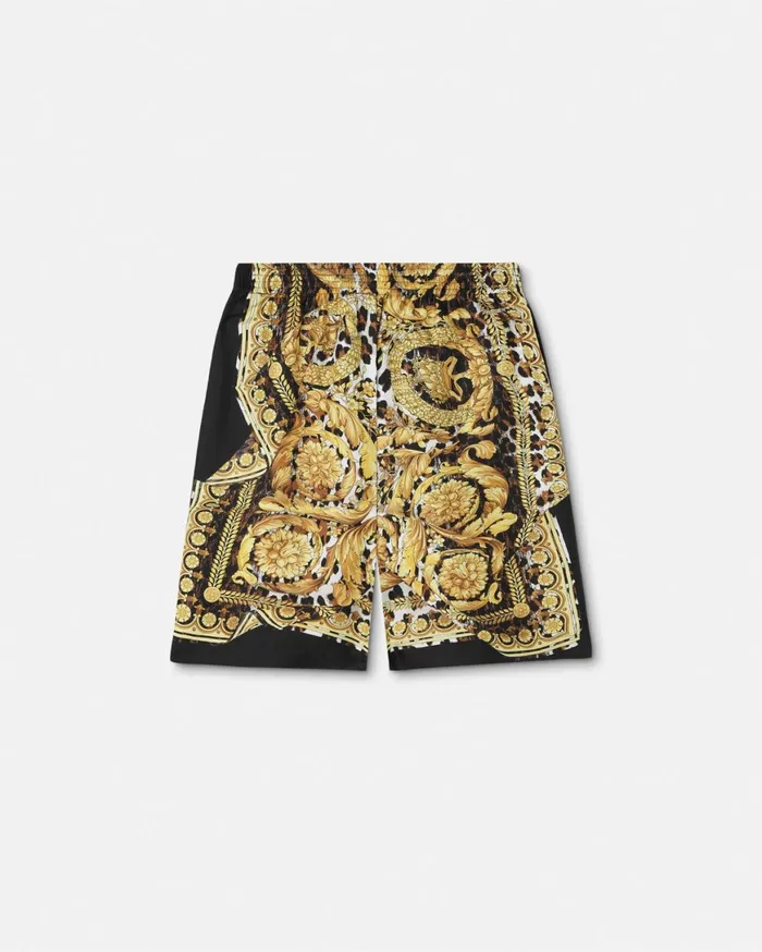 Pants and Shorts Men Versace Wild Barocco Illusion Silk Shorts Print