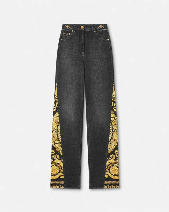 Pants and Shorts Women Versace Barocco Boyfriend Jeans Blackprint