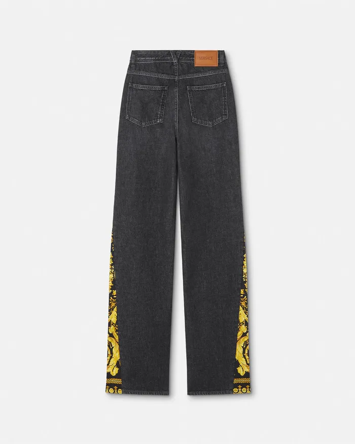 Pants and Shorts Women Versace Barocco Boyfriend Jeans Blackprint