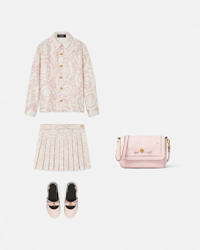 Pants and Skirts Kids Versace Barocco Pleated Skirt Pinkprint