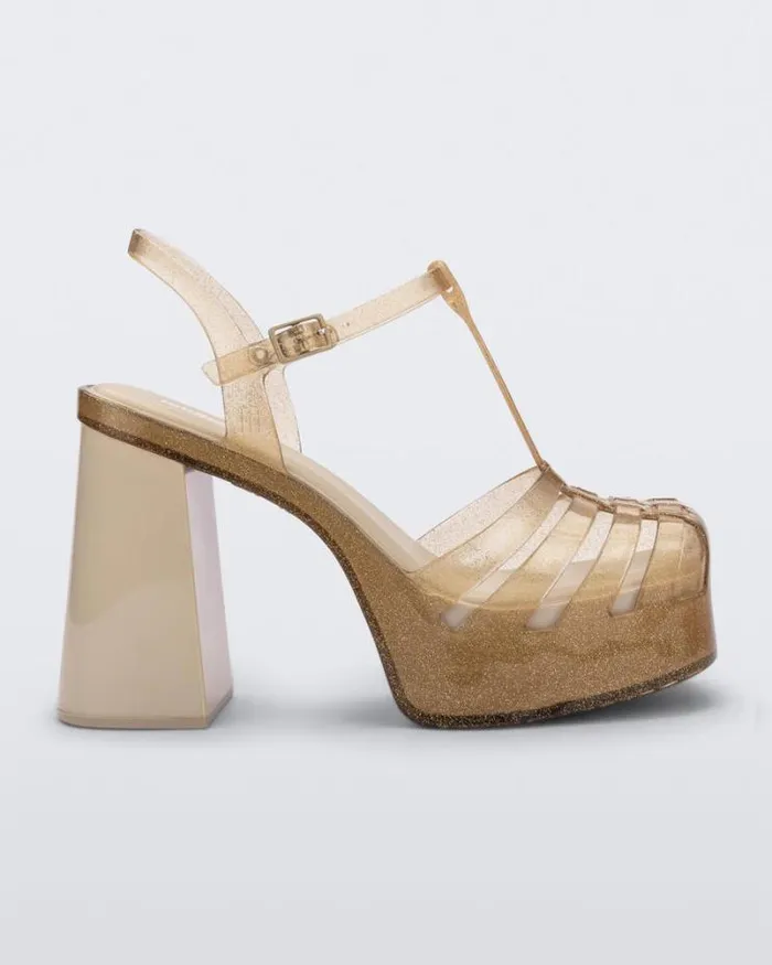 Party Heel Beige Glitter Gold Women Melissa Heels