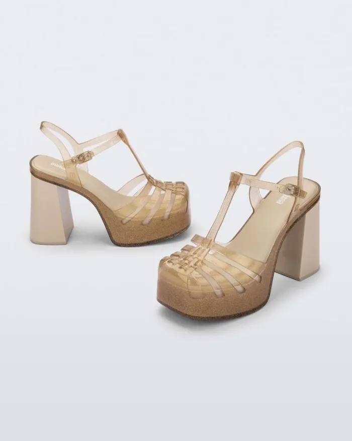 Party Heel Beige Glitter Gold Women Melissa Heels