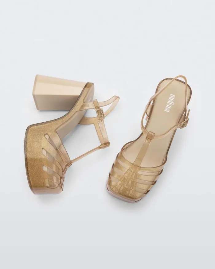 Party Heel Beige Glitter Gold Women Melissa Heels