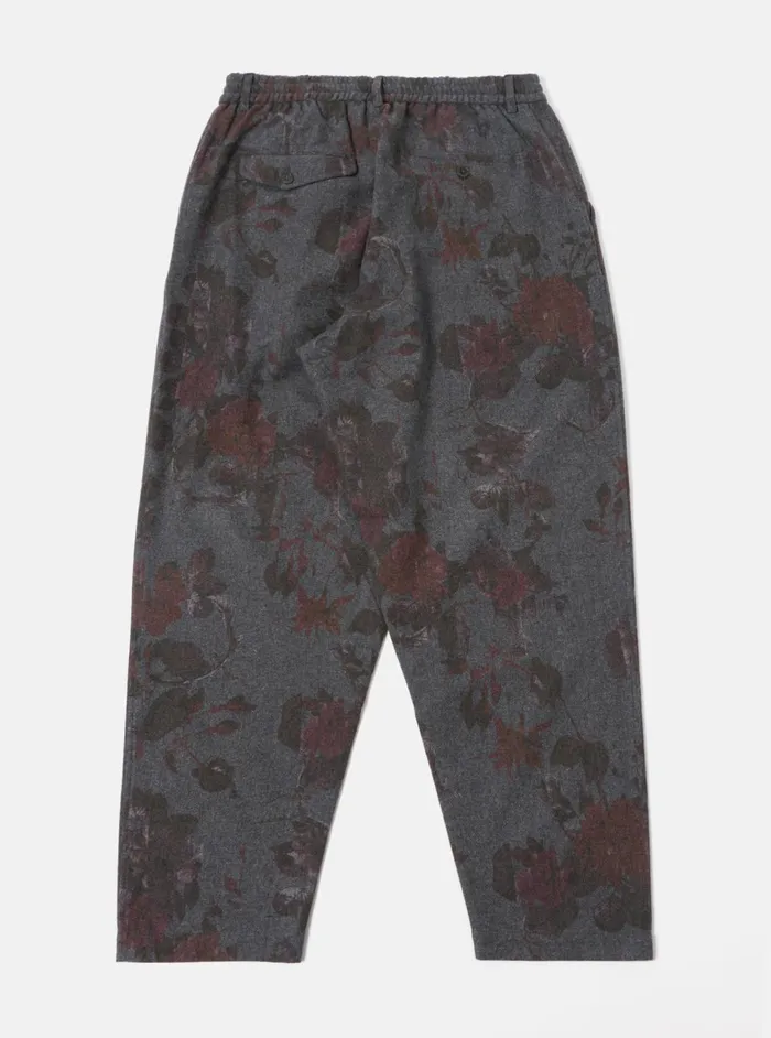 Pleated Track Pant In Mid Grey Printed Flannel Men Universal Works Suiting