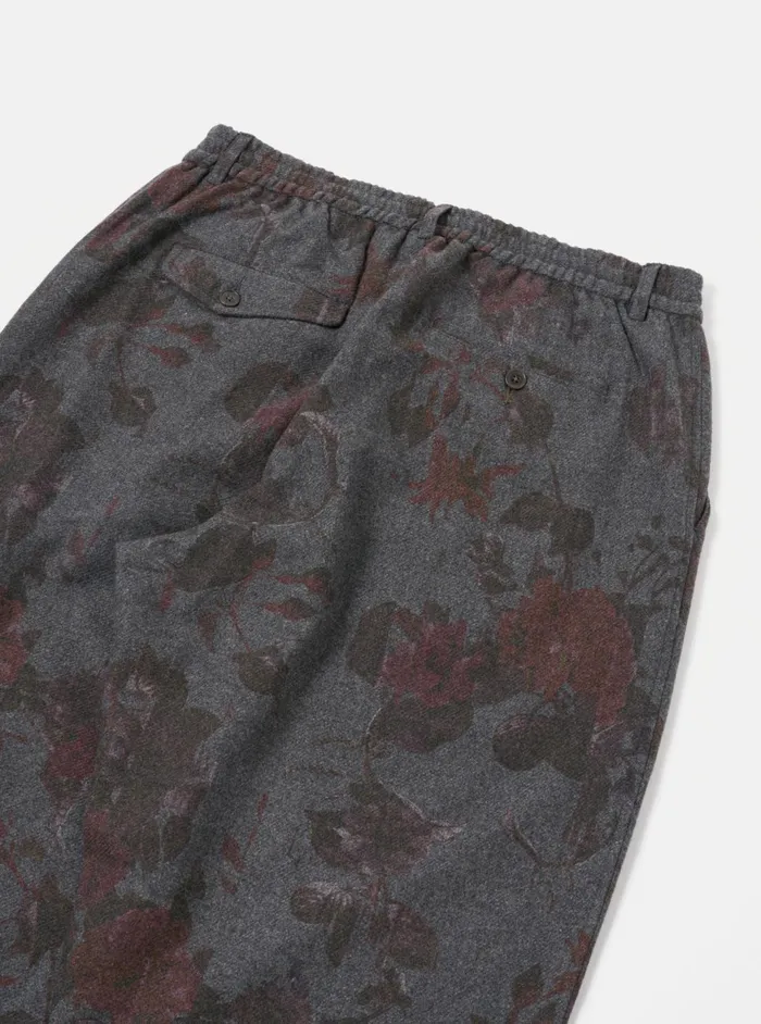 Pleated Track Pant In Mid Grey Printed Flannel Men Universal Works Suiting