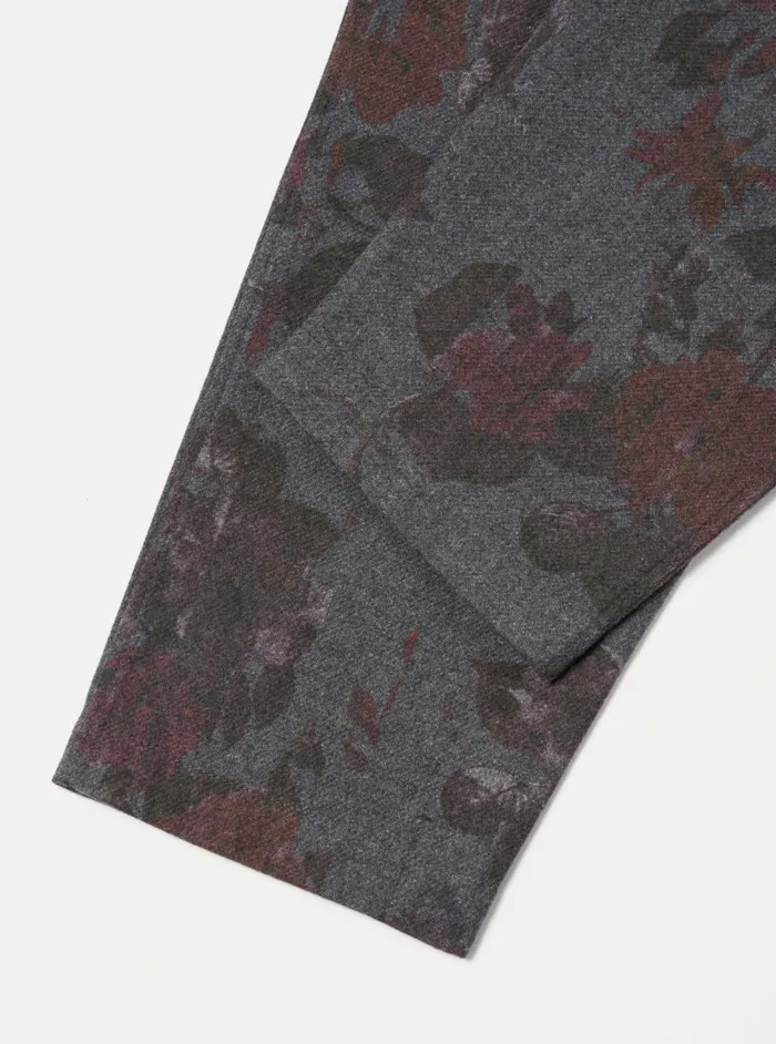 Pleated Track Pant In Mid Grey Printed Flannel Men Universal Works Suiting