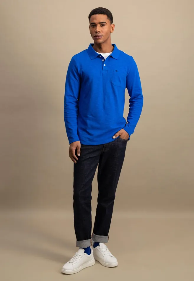 Polo Shirt Men FYNCHHATTON Long Arm Polo Shirt Made Of Cotton New Offwhitenavypoppy Redstrong Blue