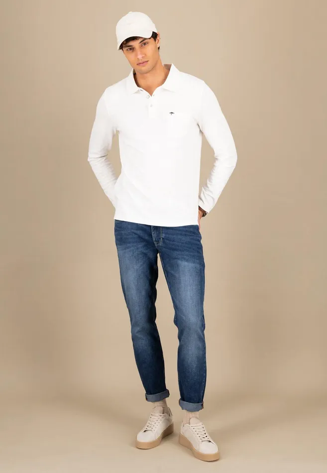Polo Shirt Men FYNCHHATTON Long Arm Polo Shirt Made Of Cotton New Offwhitenavypoppy Redstrong Blue